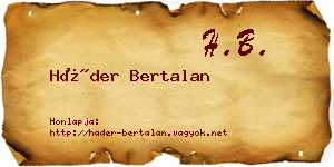 Háder Bertalan névjegykártya
