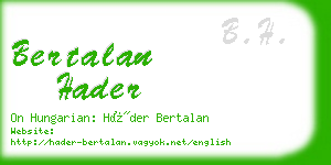 bertalan hader business card